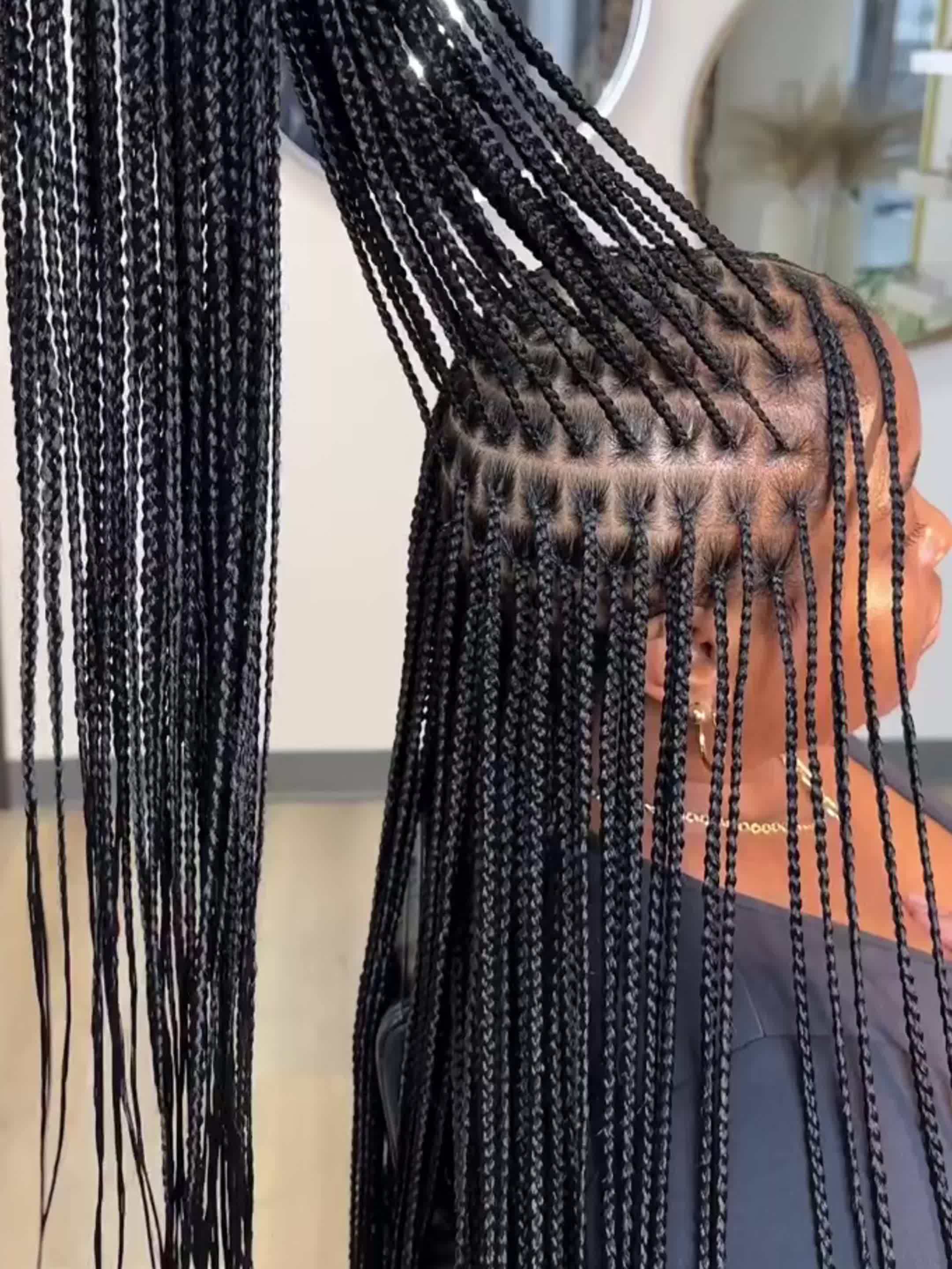 40" Braided Wig with Knotless Cornrows and Lace Frontal – Mixed Black Hair, Natural Texture, Full Density, Double Lace Front, for Daily Wear, College, Halloween, and Cosplay
