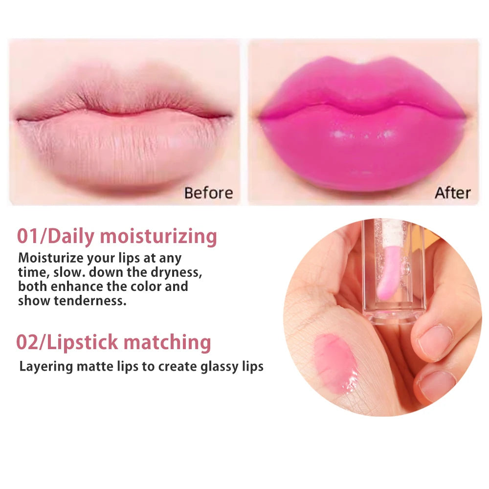 Print Own You logo Color Changing PH Tinted Lip Gloss Vegan Lip Oil Tint Stain Glaze Hydrating Moisturizer Magic Lip Oil