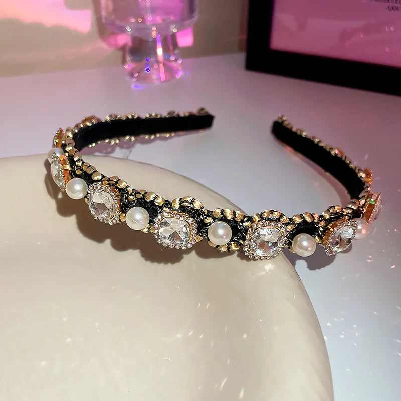 Gorgeous Multicolor Gem Headband Hair Hoops for Women Women Wedding Head Wear Baroque Tiara Jewelry Headdress  Wholesale Price