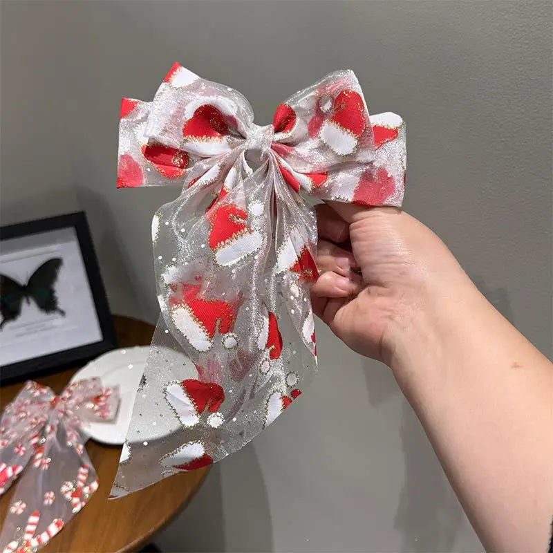 1/2Pcs Christmas Hair Bows For Women Girls Big Bow Hair Clip Oversized Long Tail Hair Barrette Cute Fashion Hair Accessories