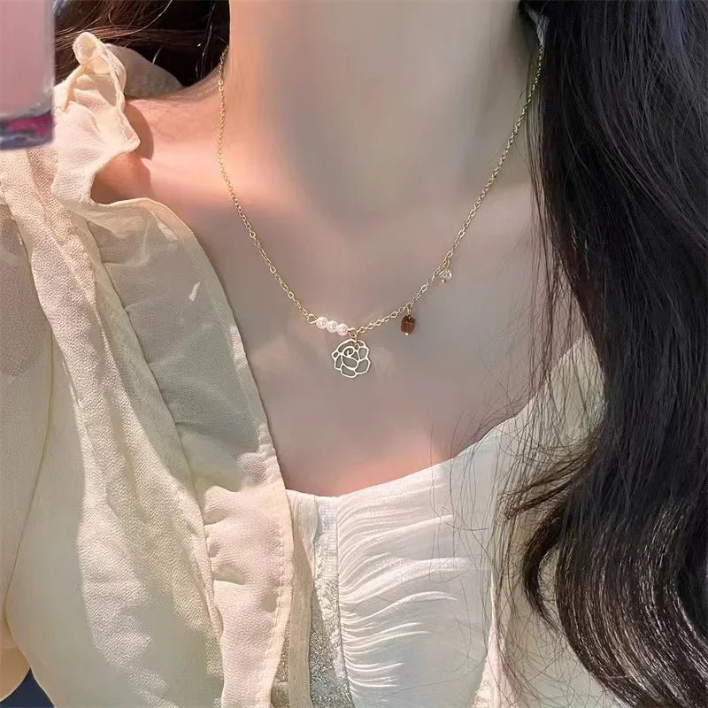 New Black Crystal Beaded Double Layer Necklace for Women Personalized Fashionable Daily Accessories Party Jewelry Birthday Gifts