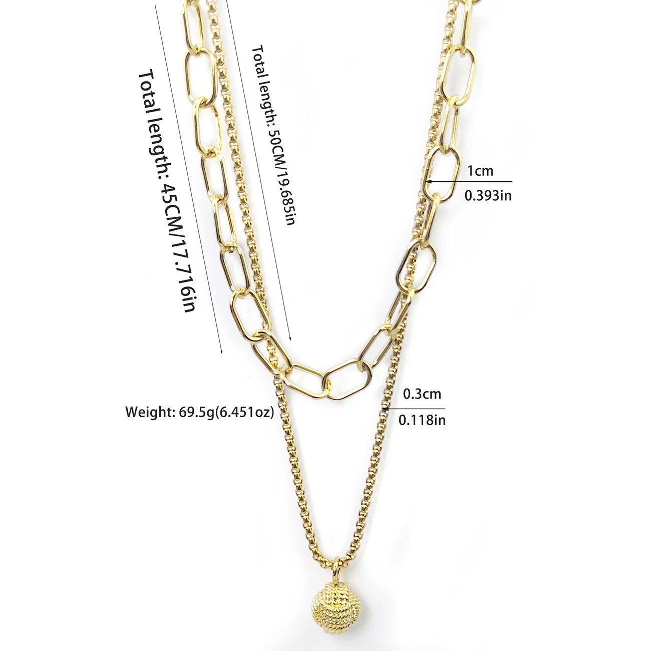 Designed for women with two rows of layered delicate 18K gold plated simple pearl link paper clip necklaces.