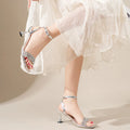 *Summer New Square Toe Slim and Comfortable Casual Sandals Fashionable and Sexy Rhinestone Party High-heeled Sandals for Women