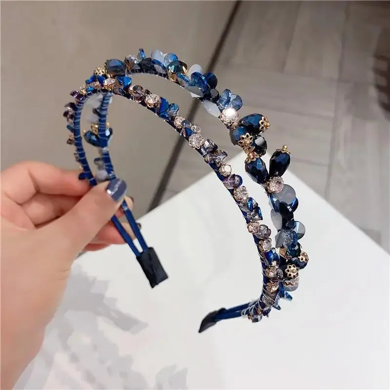 Handmade Headbands Bling Crystal Metal Hairbands for Women Baroque Vintage Rhinestone Hair Jewelry Girls Hair Accessories