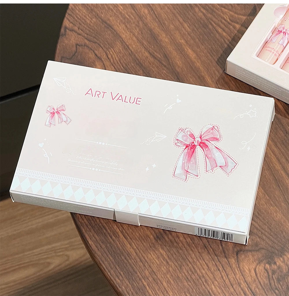 6-Piece Makeup Set (in Box)
Includes velvet matte lipsticks, nude lip gloss, moisturizing lip shine, face blush palette, and necklace—perfect as a gift.
