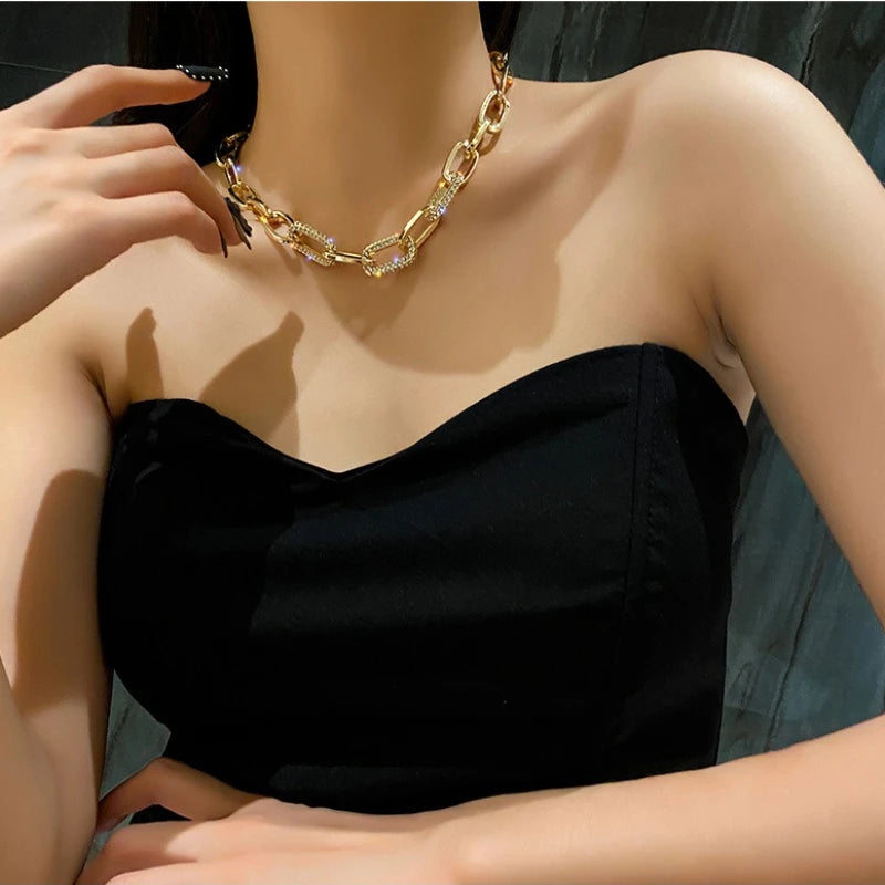 Luxury Thick Chain Collar,Geometric Statement Necklace for Women,Bold Link Design for Layering,Retro Y2K Style Fashion Gift Idea