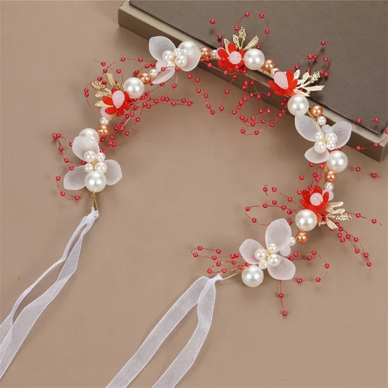 Children's Headwear Elegant Flower Wreath Fairy Crown Headband Princess Children's Hair Birthday Performance Runway Accessories