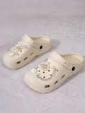 2025 new summer and autumn women's hole slippers wear pearl flower toe slippers with a sense of luxury