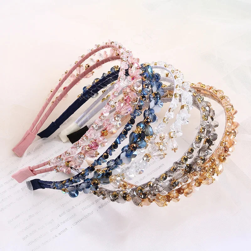 Handmade Headbands Bling Crystal Metal Hairbands for Women Baroque Vintage Rhinestone Hair Jewelry Girls Hair Accessories