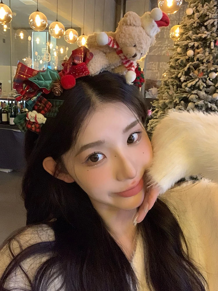 Christmas Bear Headbands Christmas Headbands Hairpin Decorations Gift Hair Accessories Birthday Hats Hairpin Headbands Gift