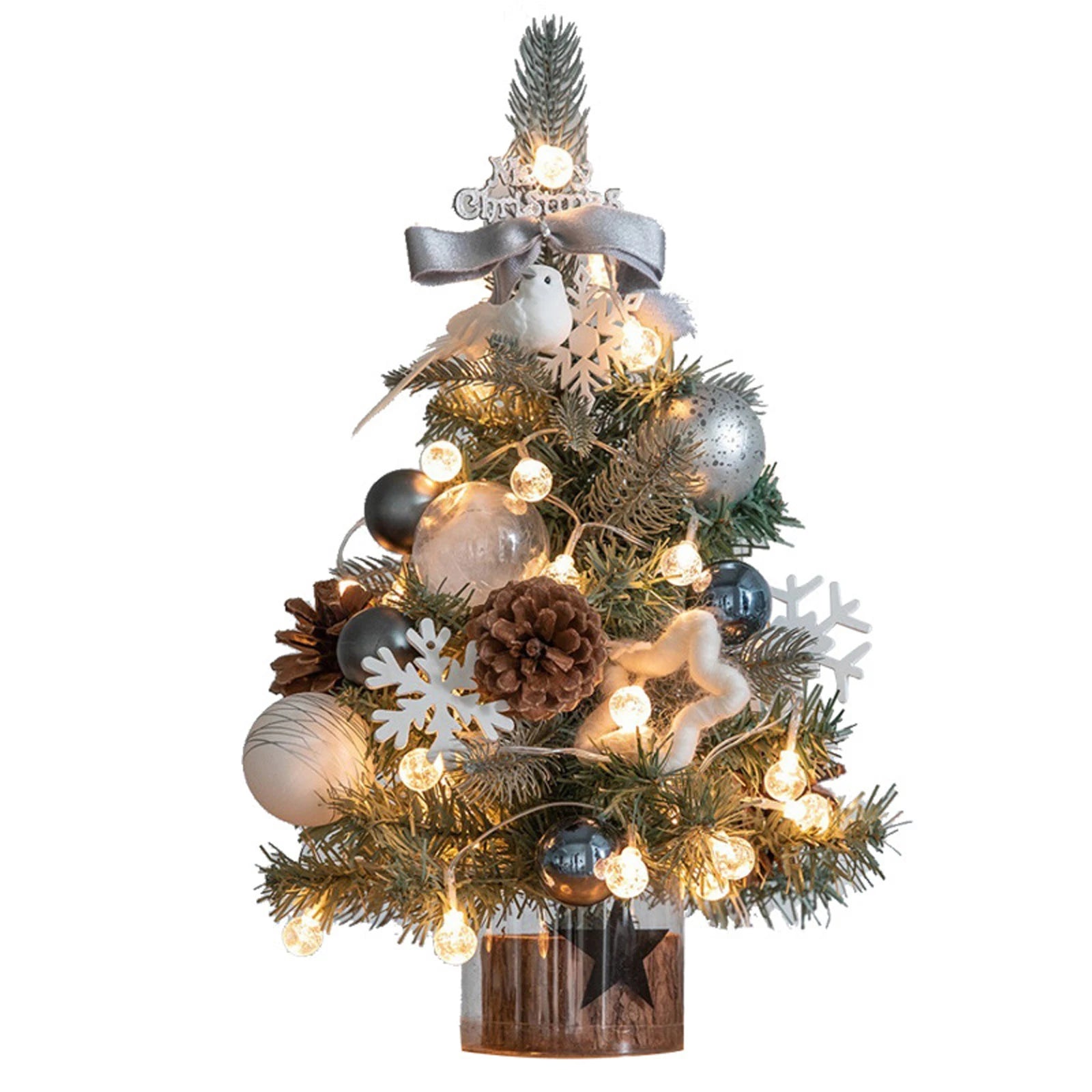 Add a festive touch to your home or office with this adorable miniature Christmas tree. Perfect for desks, tables, or as a Christmas gift.