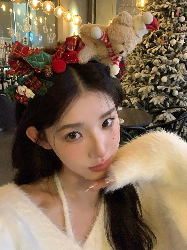 Christmas Bear Headbands Christmas Headbands Hairpin Decorations Gift Hair Accessories Birthday Hats Hairpin Headbands Gift