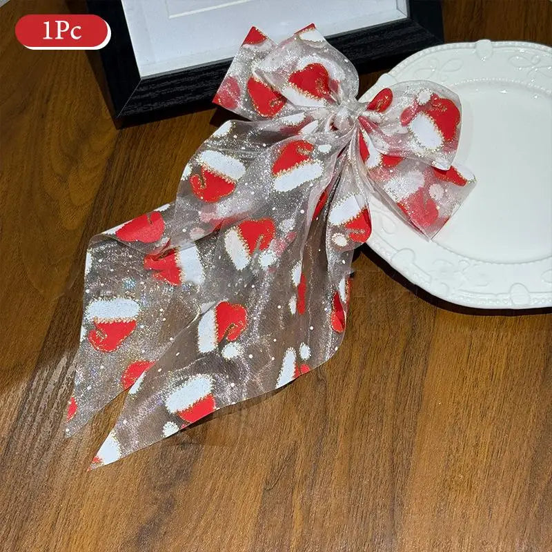 1/2Pcs Christmas Hair Bows For Women Girls Big Bow Hair Clip Oversized Long Tail Hair Barrette Cute Fashion Hair Accessories