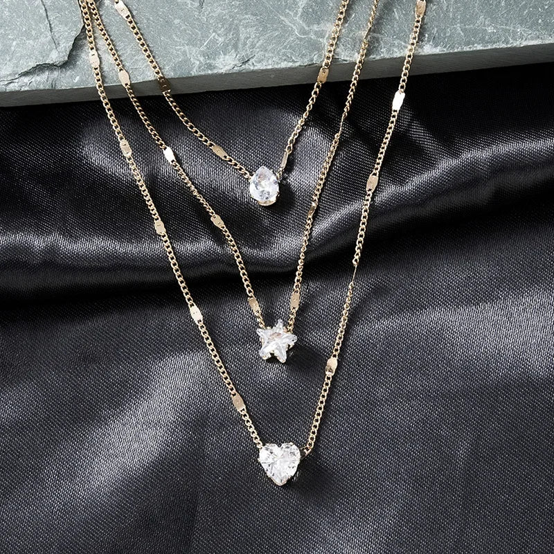 Layered Gold Necklaces for Women Stackable14K Gold Silver Plated Circle Paperclip Chain Pendant Choker Necklace Set For Woman