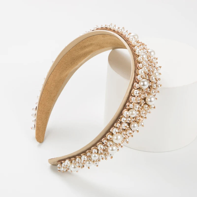 European And American Hair Accessories Baroque Headbands Handmade Pearl Studded versatile internet celebrity runway headbands