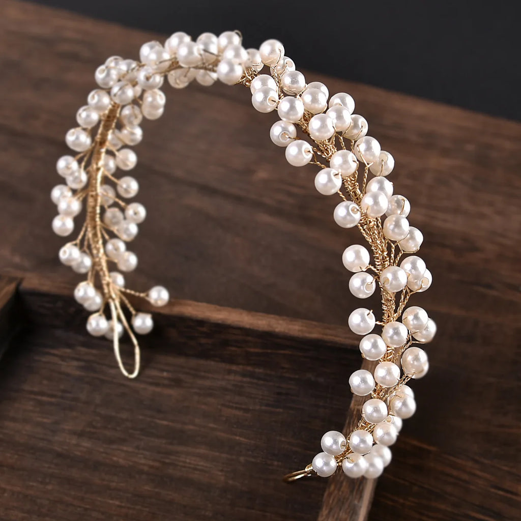 Minimalist Crystal Beads Headbands Pearls Hairbands Bride Wedding Hair Jewelry Ornaments Fashion Bridal Headdress Hair Hoop