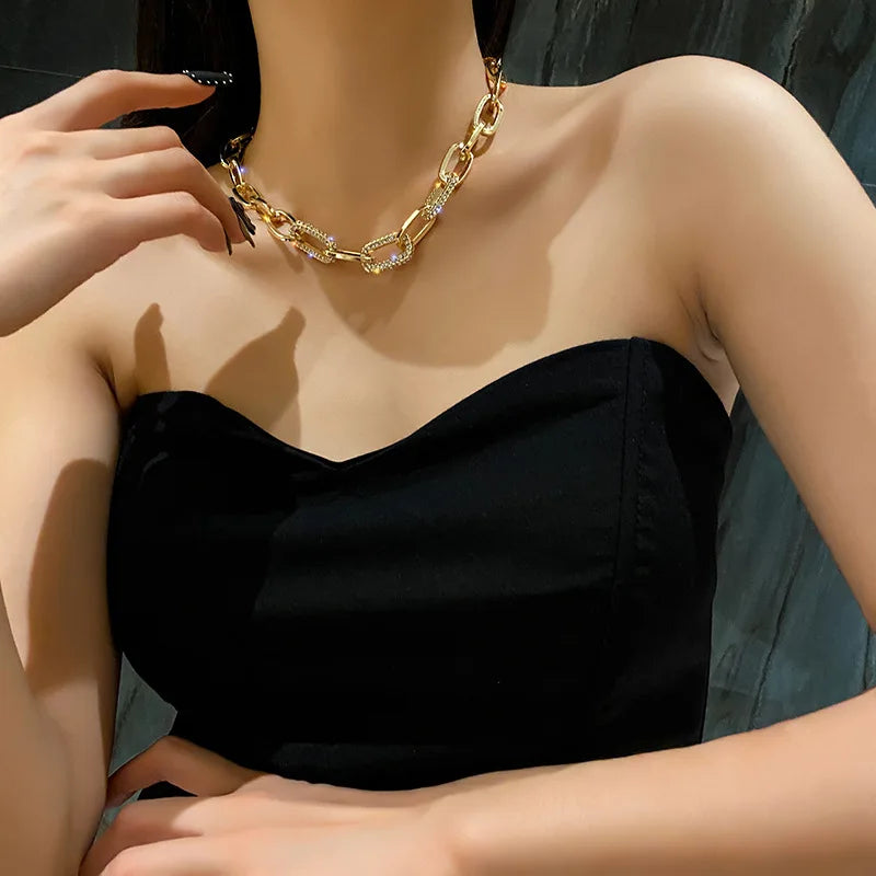 Luxury Thick Chain Collar,Geometric Statement Necklace for Women,Bold Link Design for Layering,Retro Y2K Style Fashion Gift Idea