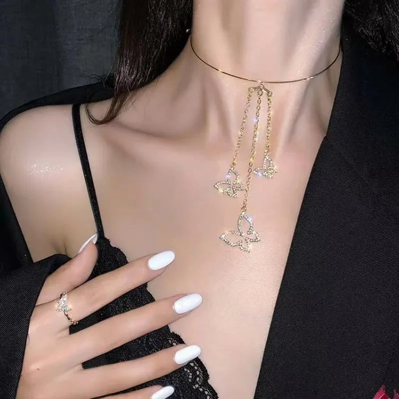 New Black Crystal Beaded Double Layer Necklace for Women Personalized Fashionable Daily Accessories Party Jewelry Birthday Gifts