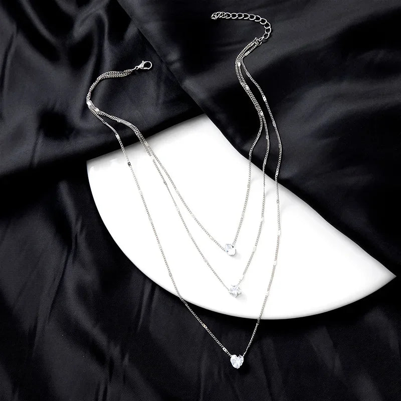 Layered Gold Necklaces for Women Stackable14K Gold Silver Plated Circle Paperclip Chain Pendant Choker Necklace Set For Woman