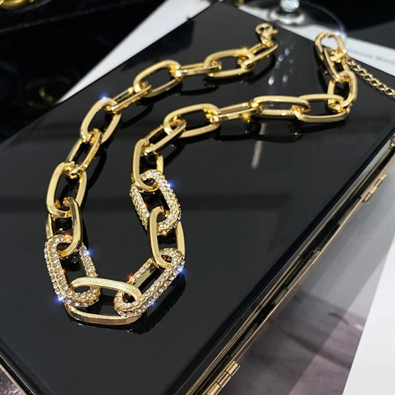 Luxury Thick Chain Collar,Geometric Statement Necklace for Women,Bold Link Design for Layering,Retro Y2K Style Fashion Gift Idea