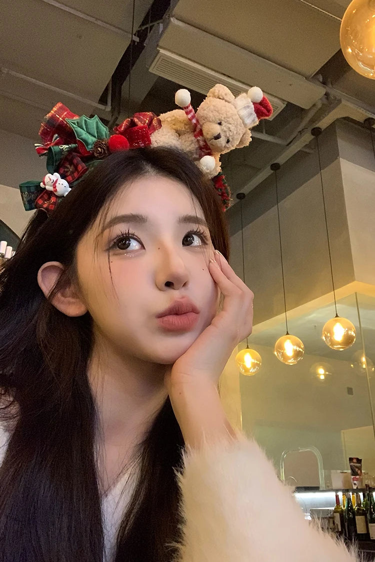 Christmas Bear Headbands Christmas Headbands Hairpin Decorations Gift Hair Accessories Birthday Hats Hairpin Headbands Gift