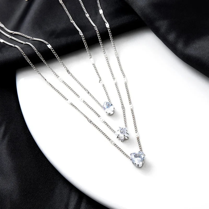 Layered Gold Necklaces for Women Stackable14K Gold Silver Plated Circle Paperclip Chain Pendant Choker Necklace Set For Woman