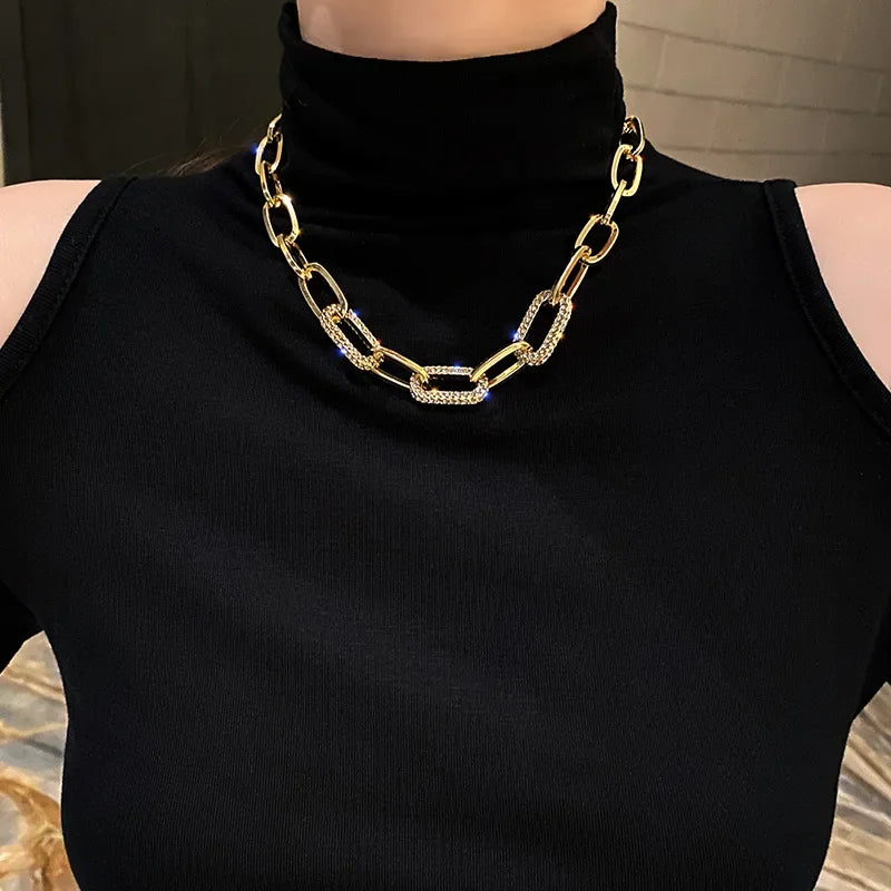 Luxury Thick Chain Collar,Geometric Statement Necklace for Women,Bold Link Design for Layering,Retro Y2K Style Fashion Gift Idea