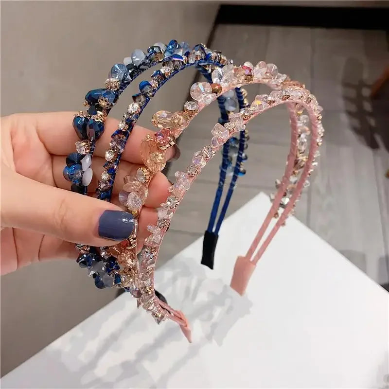 Handmade Headbands Bling Crystal Metal Hairbands for Women Baroque Vintage Rhinestone Hair Jewelry Girls Hair Accessories