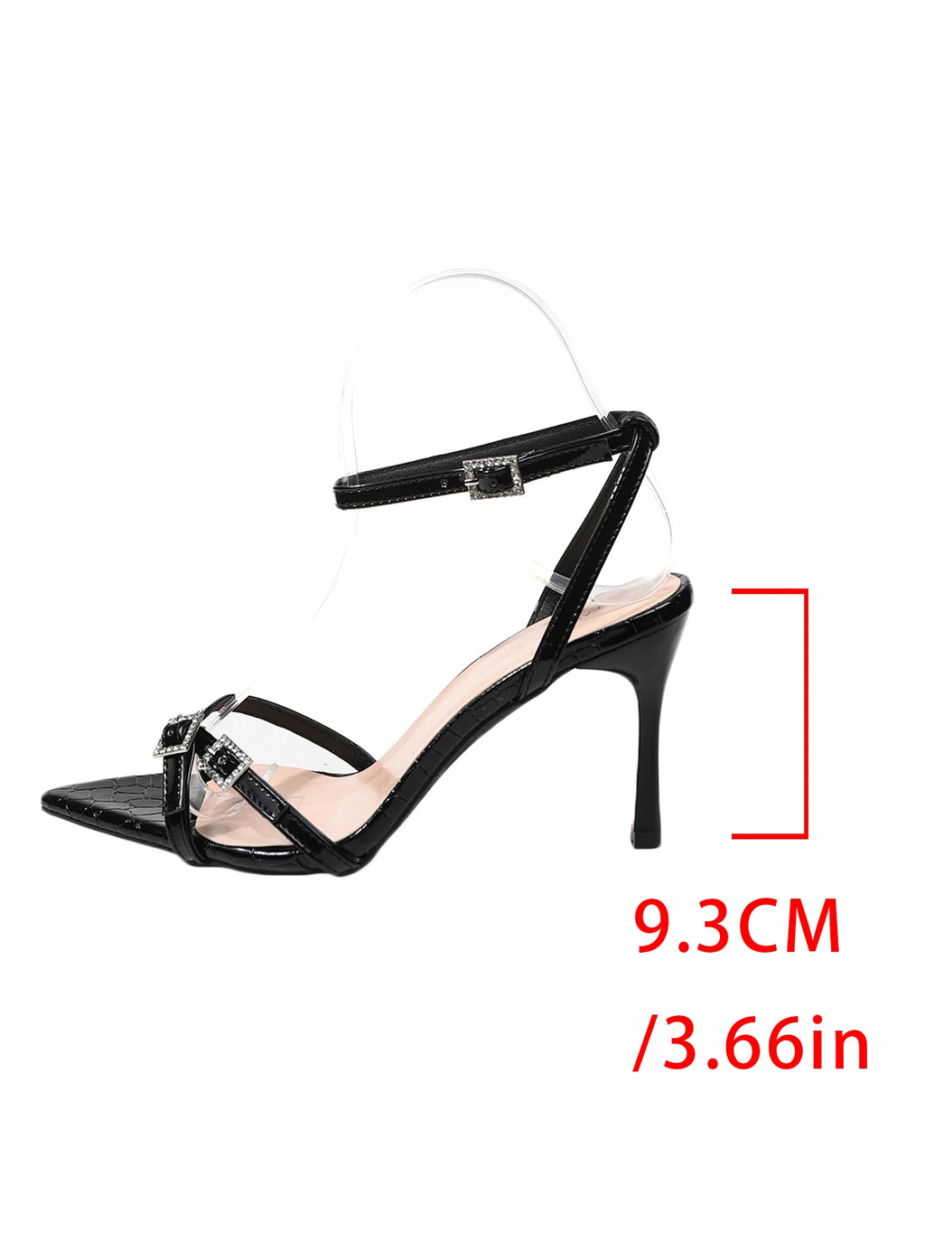 Women's Black High-End Open-Toe Sandals 2026 with Rhinestone Strap, Buckle, Thin High Heels, Sexy Women’s Shoes