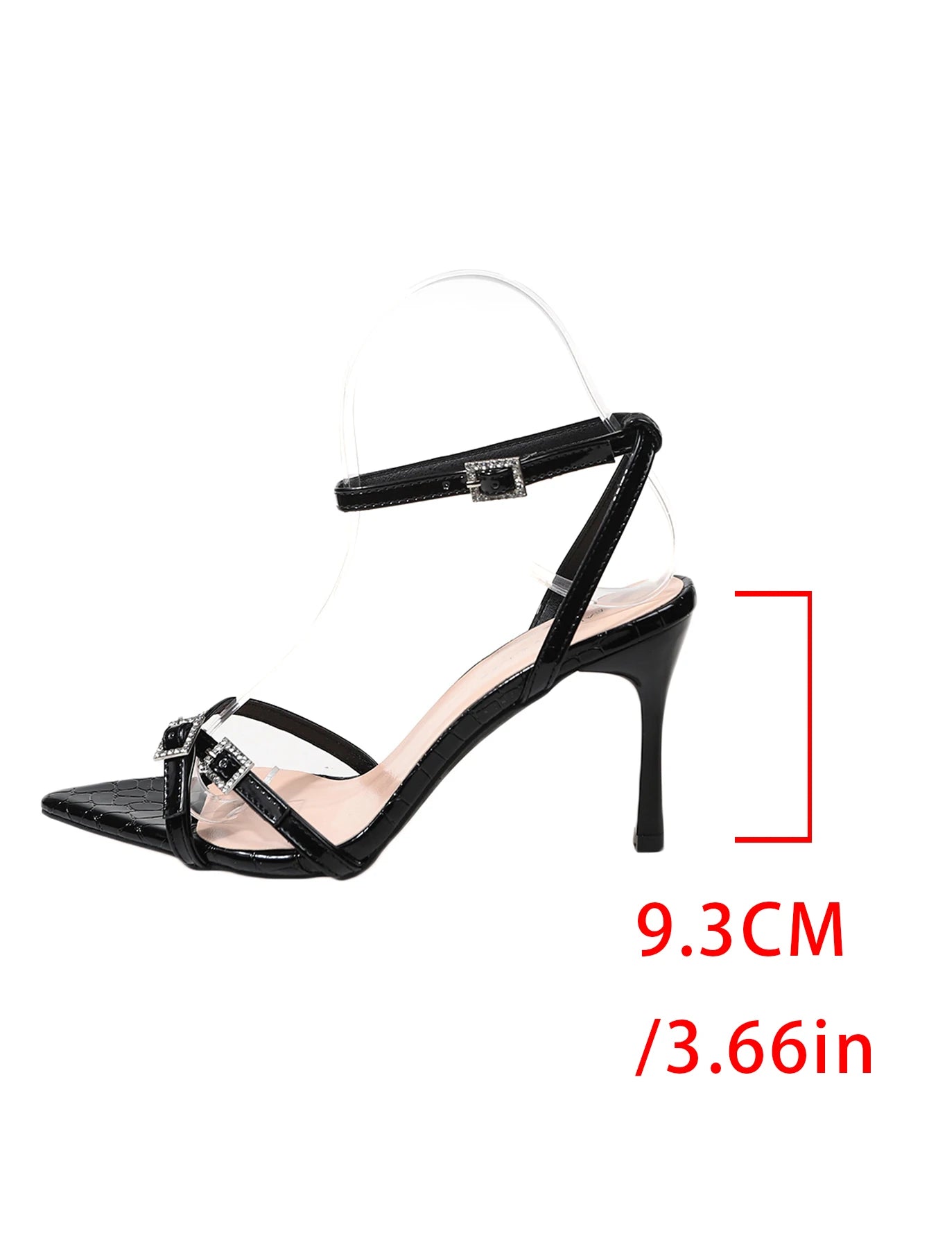 Women's Black High-End Open-Toe Sandals 2026 with Rhinestone Strap, Buckle, Thin High Heels, Sexy Women’s Shoes