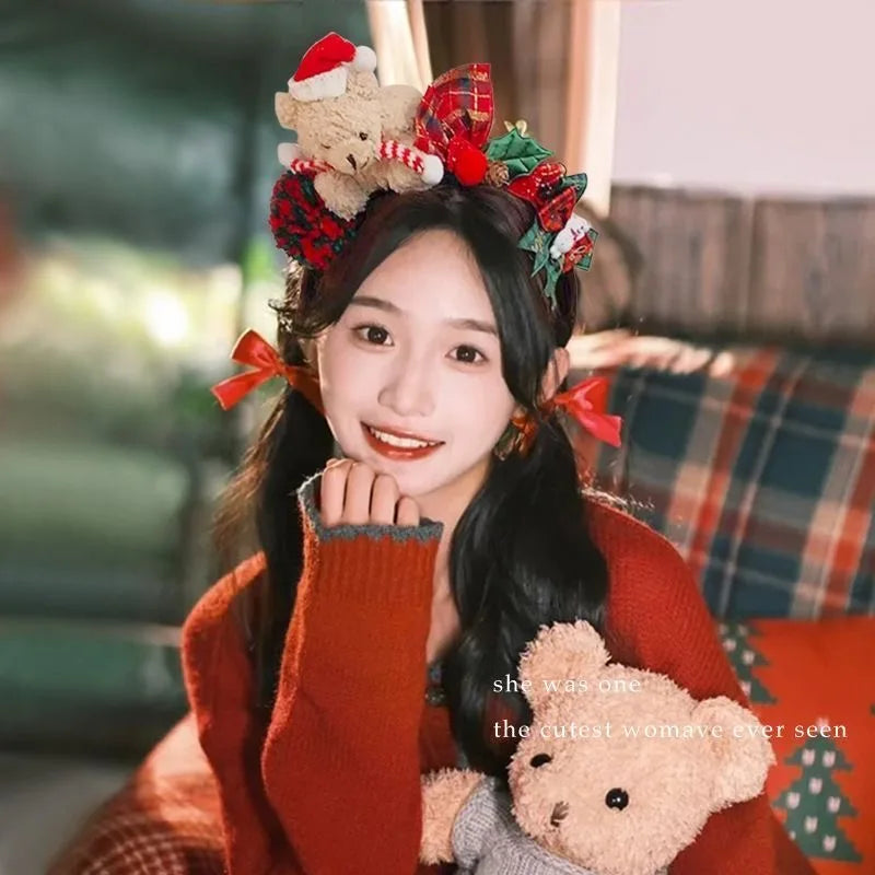 Christmas Bear Headbands Christmas Headbands Hairpin Decorations Gift Hair Accessories Birthday Hats Hairpin Headbands Gift