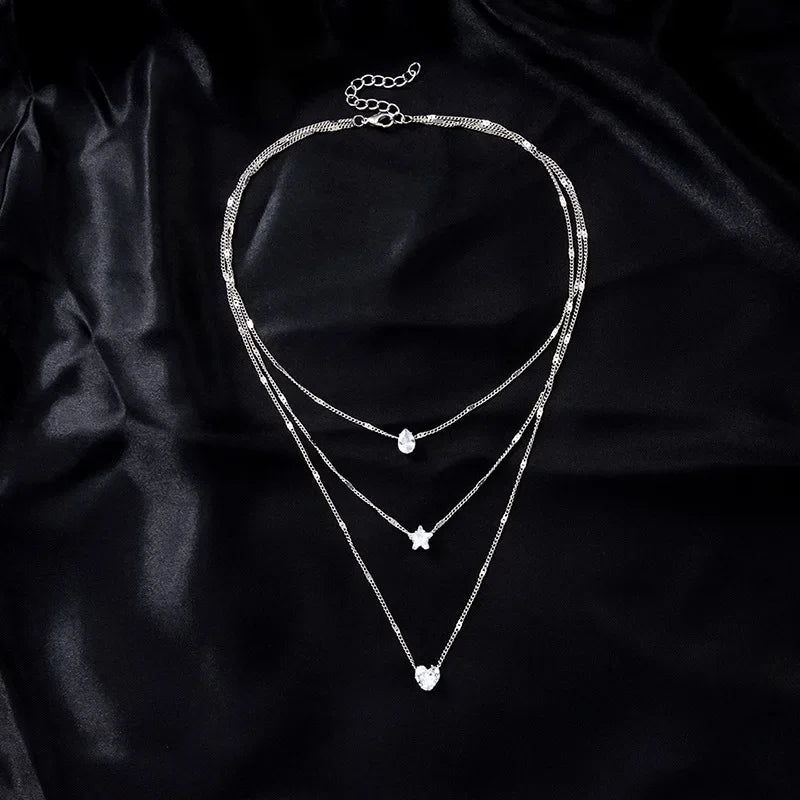 Layered Gold Necklaces for Women Stackable14K Gold Silver Plated Circle Paperclip Chain Pendant Choker Necklace Set For Woman