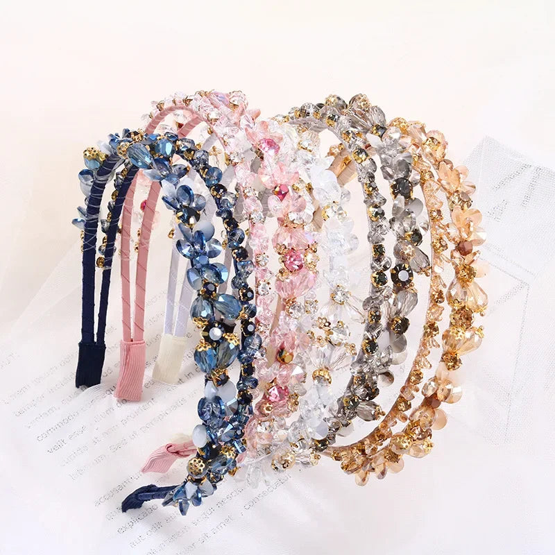 Handmade Headbands Bling Crystal Metal Hairbands for Women Baroque Vintage Rhinestone Hair Jewelry Girls Hair Accessories