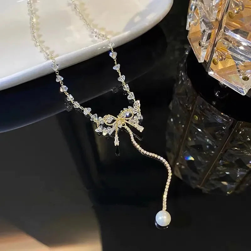 New Black Crystal Beaded Double Layer Necklace for Women Personalized Fashionable Daily Accessories Party Jewelry Birthday Gifts
