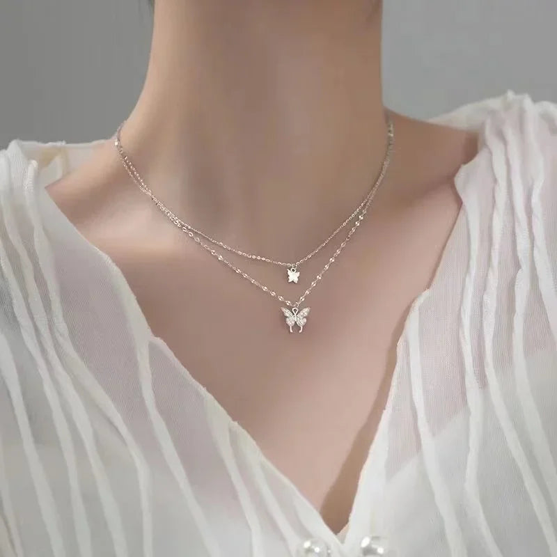 New Black Crystal Beaded Double Layer Necklace for Women Personalized Fashionable Daily Accessories Party Jewelry Birthday Gifts