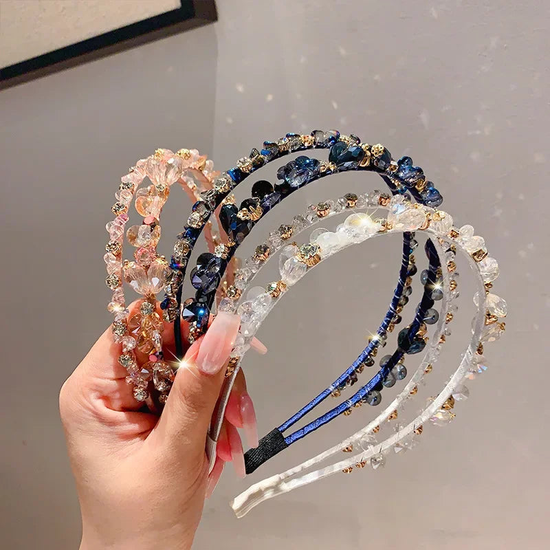 Handmade Headbands Bling Crystal Metal Hairbands for Women Baroque Vintage Rhinestone Hair Jewelry Girls Hair Accessories