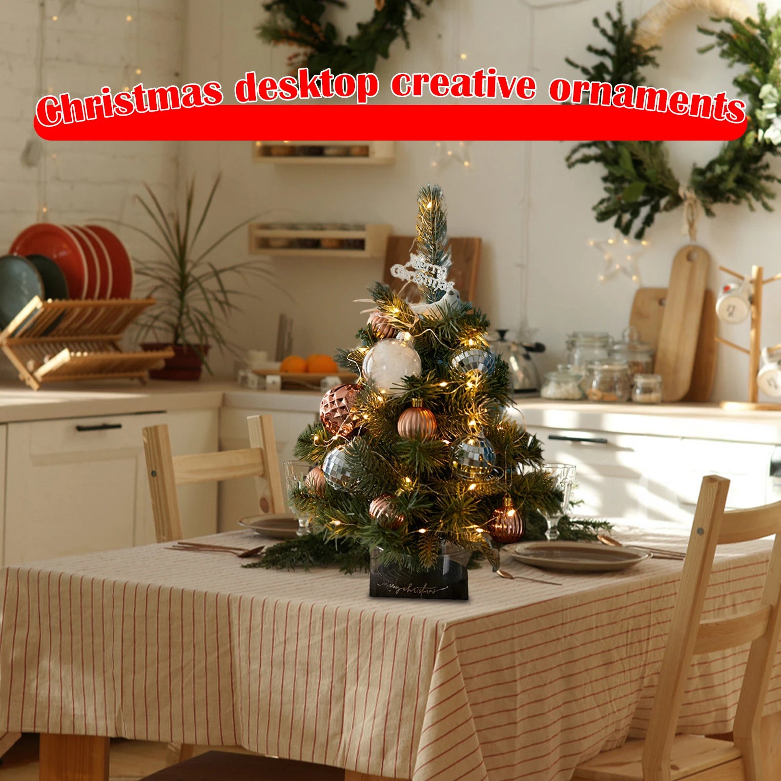 Add a festive touch to your home or office with this adorable miniature Christmas tree. Perfect for desks, tables, or as a Christmas gift.