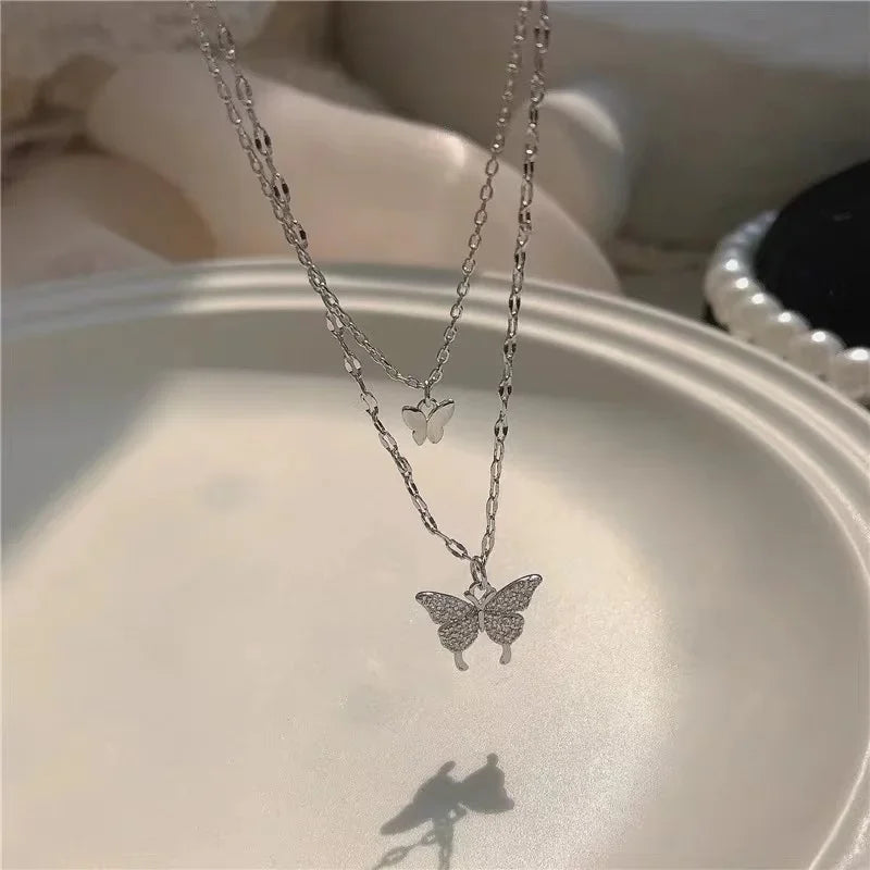 New Black Crystal Beaded Double Layer Necklace for Women Personalized Fashionable Daily Accessories Party Jewelry Birthday Gifts