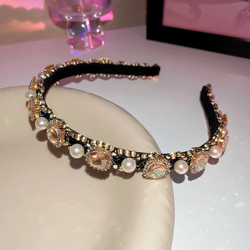 Gorgeous Multicolor Gem Headband Hair Hoops for Women Women Wedding Head Wear Baroque Tiara Jewelry Headdress  Wholesale Price