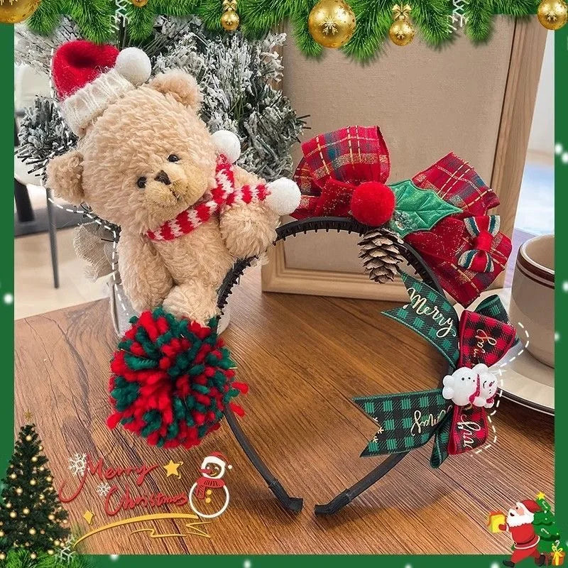 Christmas Bear Headbands Christmas Headbands Hairpin Decorations Gift Hair Accessories Birthday Hats Hairpin Headbands Gift
