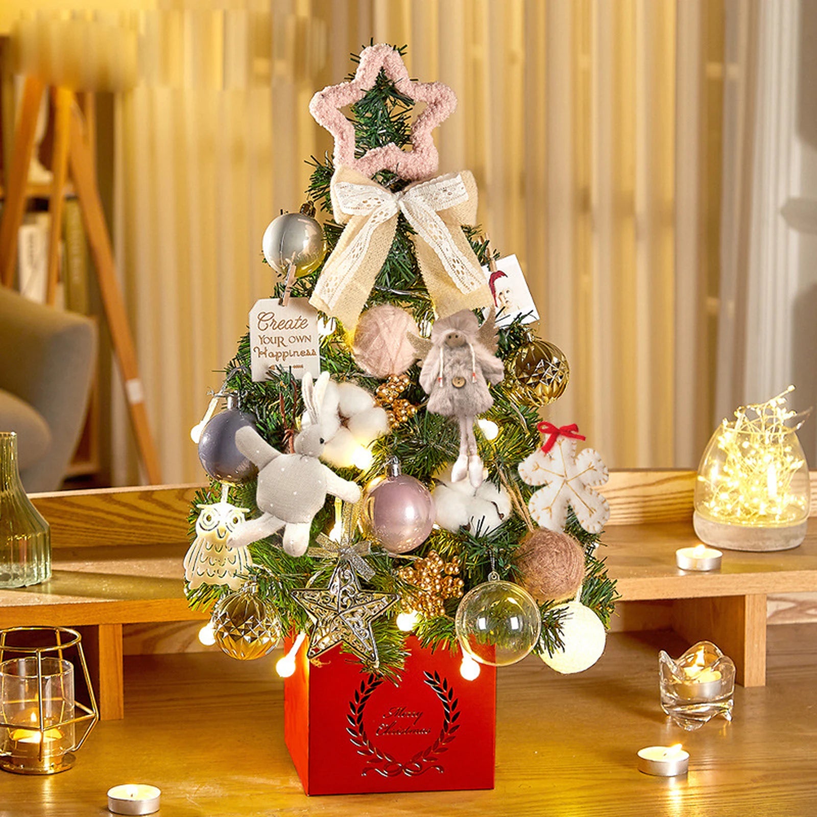 Add a festive touch to your home or office with this adorable miniature Christmas tree. Perfect for desks, tables, or as a Christmas gift.