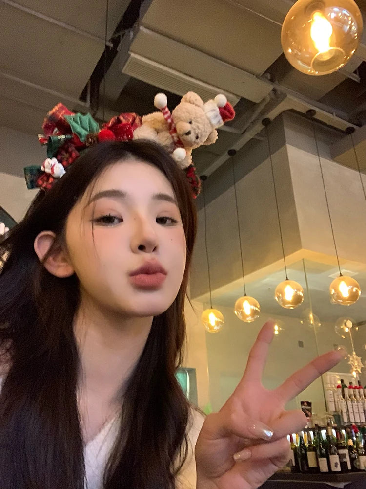 Christmas Bear Headbands Christmas Headbands Hairpin Decorations Gift Hair Accessories Birthday Hats Hairpin Headbands Gift