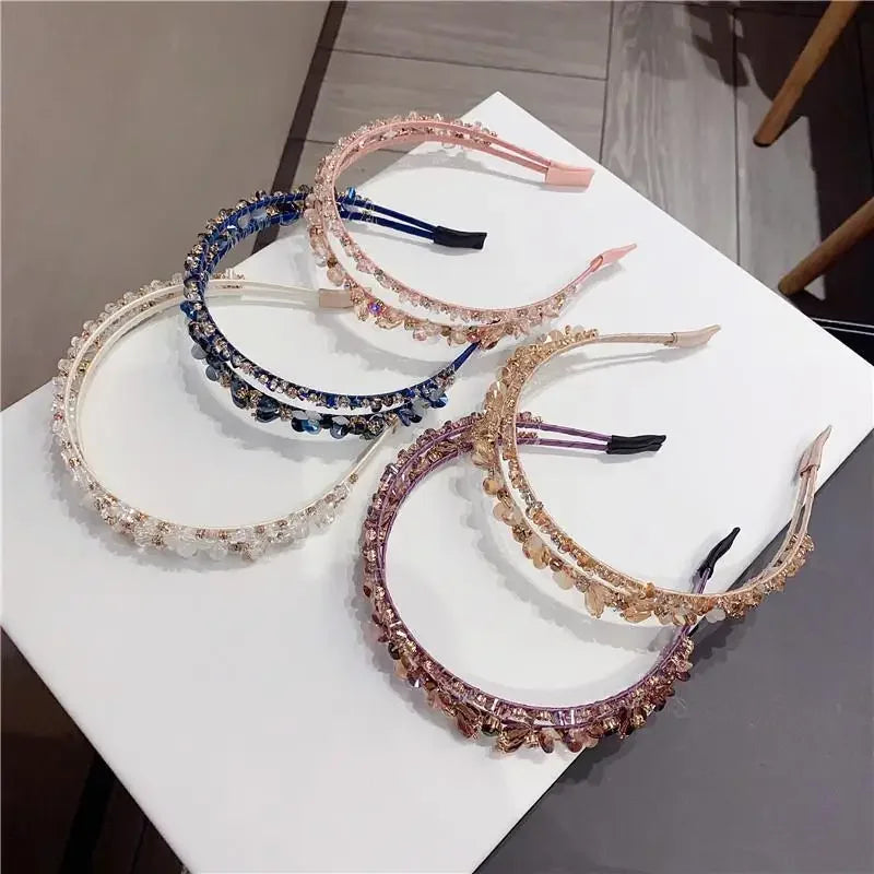 Handmade Headbands Bling Crystal Metal Hairbands for Women Baroque Vintage Rhinestone Hair Jewelry Girls Hair Accessories