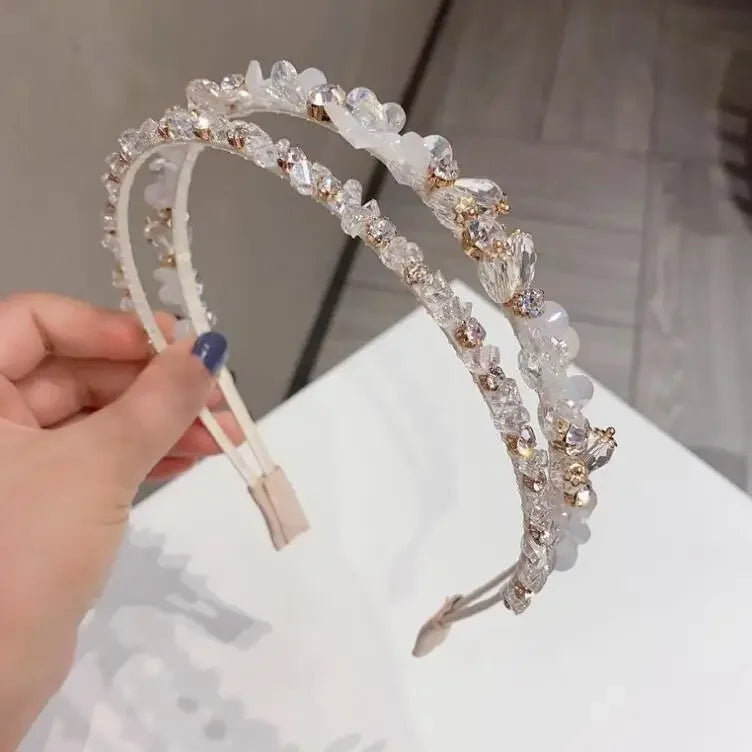 Handmade Headbands Bling Crystal Metal Hairbands for Women Baroque Vintage Rhinestone Hair Jewelry Girls Hair Accessories