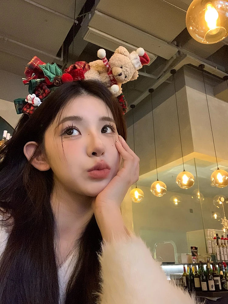 Christmas Bear Headbands Christmas Headbands Hairpin Decorations Gift Hair Accessories Birthday Hats Hairpin Headbands Gift