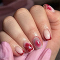 24pcs Retro 3D Flowers Press on Nails Sweet Cool Leopard Print Glue on Nails French Tip Fake Nails Elegant Short Square Nail Art
